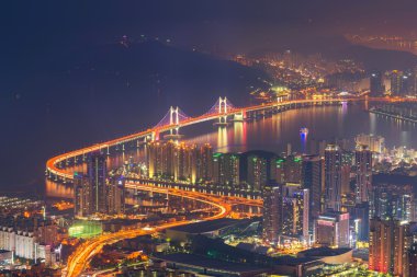 Busan şehir manzarası, en iyi görünümü Busan, Güney Kore