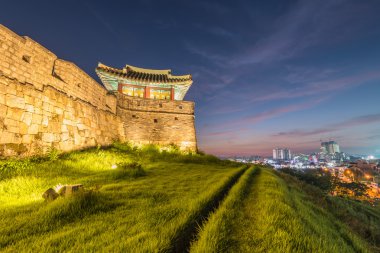 Suwon, gece, Güney Kore Kore Hwaseong Kalesi