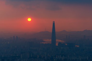 Günbatımı Seoul City, South Korea