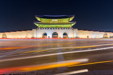 Gyeongbokgung Sarayı gece Seoul, Güney Kore