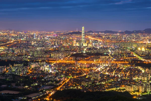 Panoramę miasta Seulu, najlepszy widok z Korei Południowej w Namhansanseo — Zdjęcie stockowe