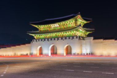 Mevsimlik arka plan Seul, Gyeongbokgung Sarayı, gece çok