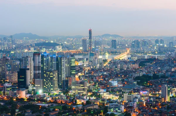 Seoul City skyline at night, South Korea. — Stock Photo, Image
