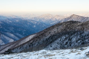 Yatay, dağ tepe sis (Mount Taebaek), Güney Kore