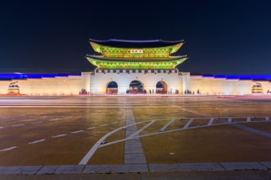 Gyeongbokgung Sarayı gece Seoul, Güney Kore