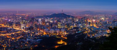 Panorama Seoul City Skyline, Güney Kore.