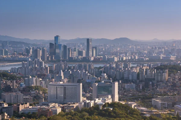 Zonsondergang van Seoul City, Zuid-Korea — Stockfoto
