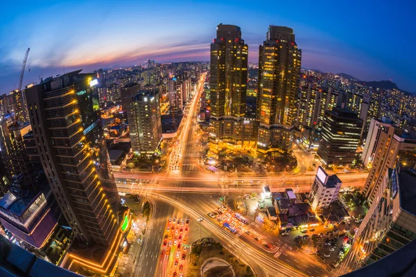 Korea , Night traffic speeds in Seoul,Kore — Stock Photo, Image