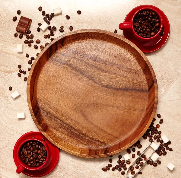 Coffee composition with red cups — Stock Photo, Image