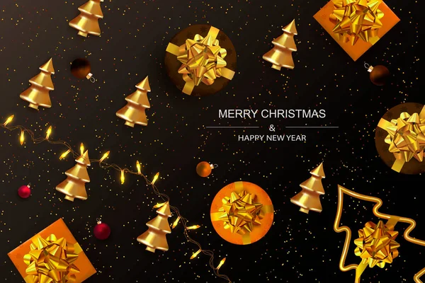 Cartel Navidad Tarjetas Felicitación Pancarta Fondo Horizontal Año Nuevo — Vector de stock
