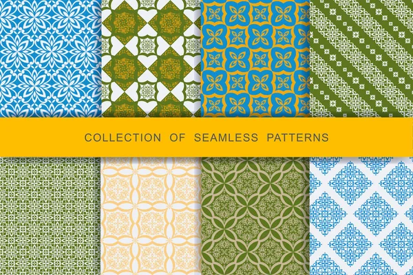 Fabric Print Set Seamless Patterns — Stock Vector