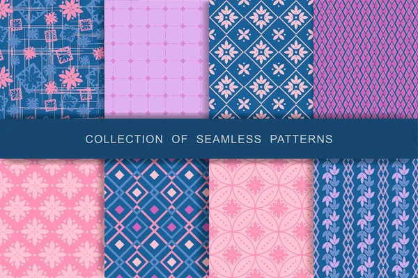 Seamless Patterns Set Vector Illustration Textile Printing — Stock Vector