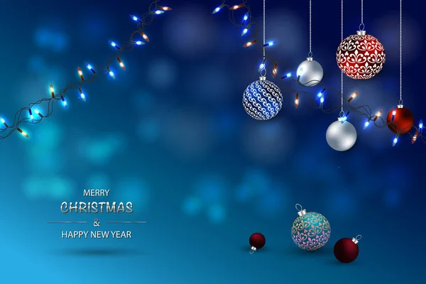 Blaue Weihnachtskarte Happy New Year Hintergrund Weihnachtsposter Grußkarten Banner — Stockvektor