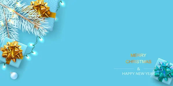Vánoční Plakát Blahopřání Plakát Nový Rok Horizontální Pozadí Plochý Pohled Stock Ilustrace