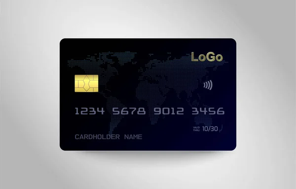 Realistische Detaillierte Vorlage Für Debitkarte Kreditkarte Atm Karten Attrappe Mit — Stockvektor