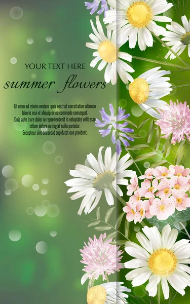 Baner Wektorowy Letnimi Kwiatami Zaproszenie Sprzeda Opakowanie Kosmetyki Naturalne Perfumy — Wektor stockowy