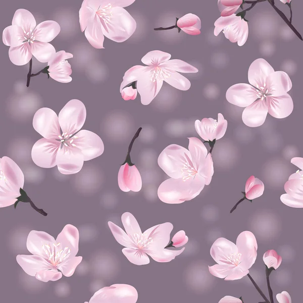 Motif Vectoriel Botanique Sans Couture Avec Sakura Fleurs Motif Floral — Image vectorielle