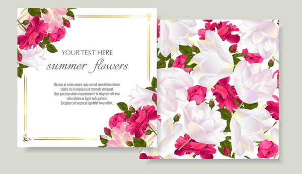 Vector Banner Set Mit Rosen Und Tulpenblumen Vorlage Für Grußkarten — Stockvektor