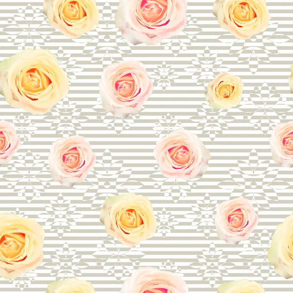 Modèle Vectoriel Botanique Sans Couture Avec Des Fleurs Roses Motif — Image vectorielle