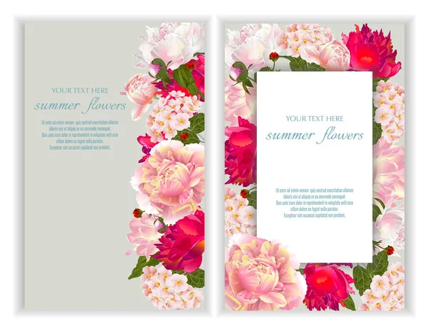 Vector Banner Set Mit Sommerblumen Vorlage Für Grußkarten Hochzeitsdekoration Einladung — Stockvektor