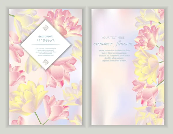 Plantilla Para Tarjetas Felicitación Decoraciones Boda Invitación Ventas Diseño Primavera — Vector de stock