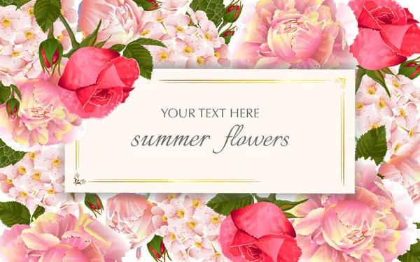 Vektorový Retro Květinový Rám Letními Květinami Šablona Pro Blahopřání Svatební Royalty Free Stock Ilustrace