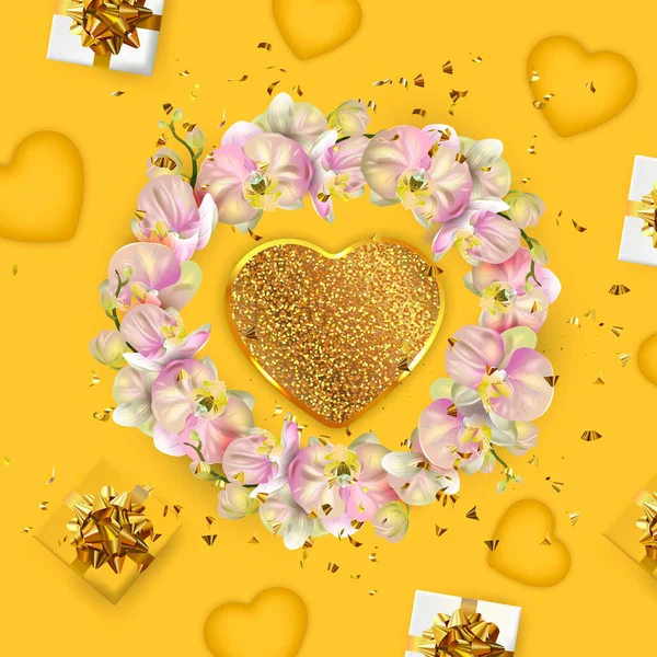 Szczęśliwych Walentynek Albo Kartki Dzień Matki Żółta Kartka Życzeniami Świąteczne — Wektor stockowy