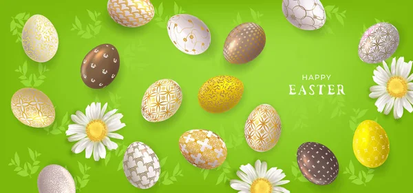 Banner Pascua Con Huevos Pascua Cartel Felicitación Para Día Pascua — Vector de stock