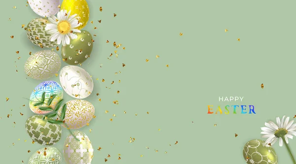 Banner Pascua Con Huevos Pascua Cartel Felicitación Para Día Pascua — Vector de stock