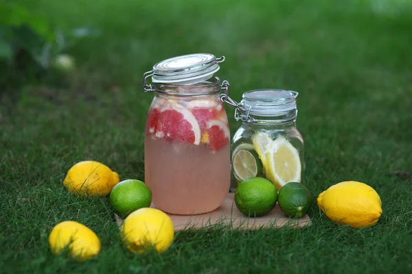Färsk saft. Citron och lime. Juice — Stockfoto