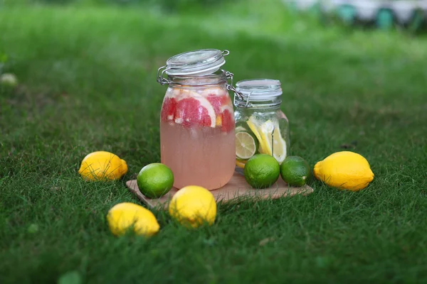 Friss limonádé. Citrom és lime. Gyümölcslé — Stock Fotó