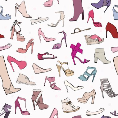 Seamless pattern with colorful shoes clipart