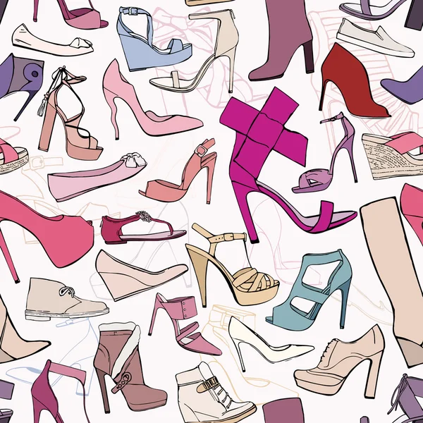 Modèle sans couture avec des chaussures colorées — Image vectorielle