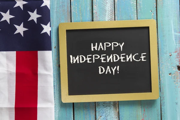 Stock image Independence Day Chalk Sign on wood background