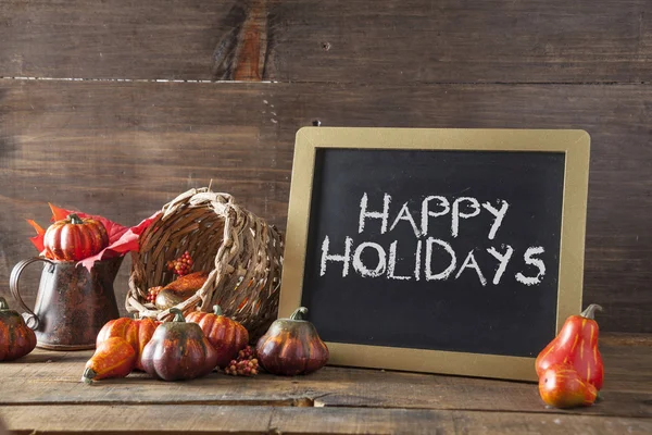 Happy Holidays Written In White Chalk On Black Chalkboard Backgr — Stock Photo, Image