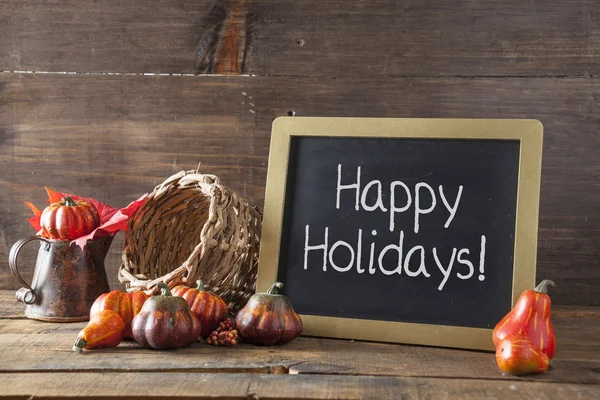 Happy Holidays Written In White Chalk On Black Chalkboard Backgr — Stock Photo, Image