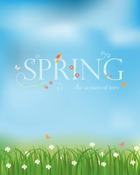 春暖花开的季节，天空背景 — 图库矢量图片