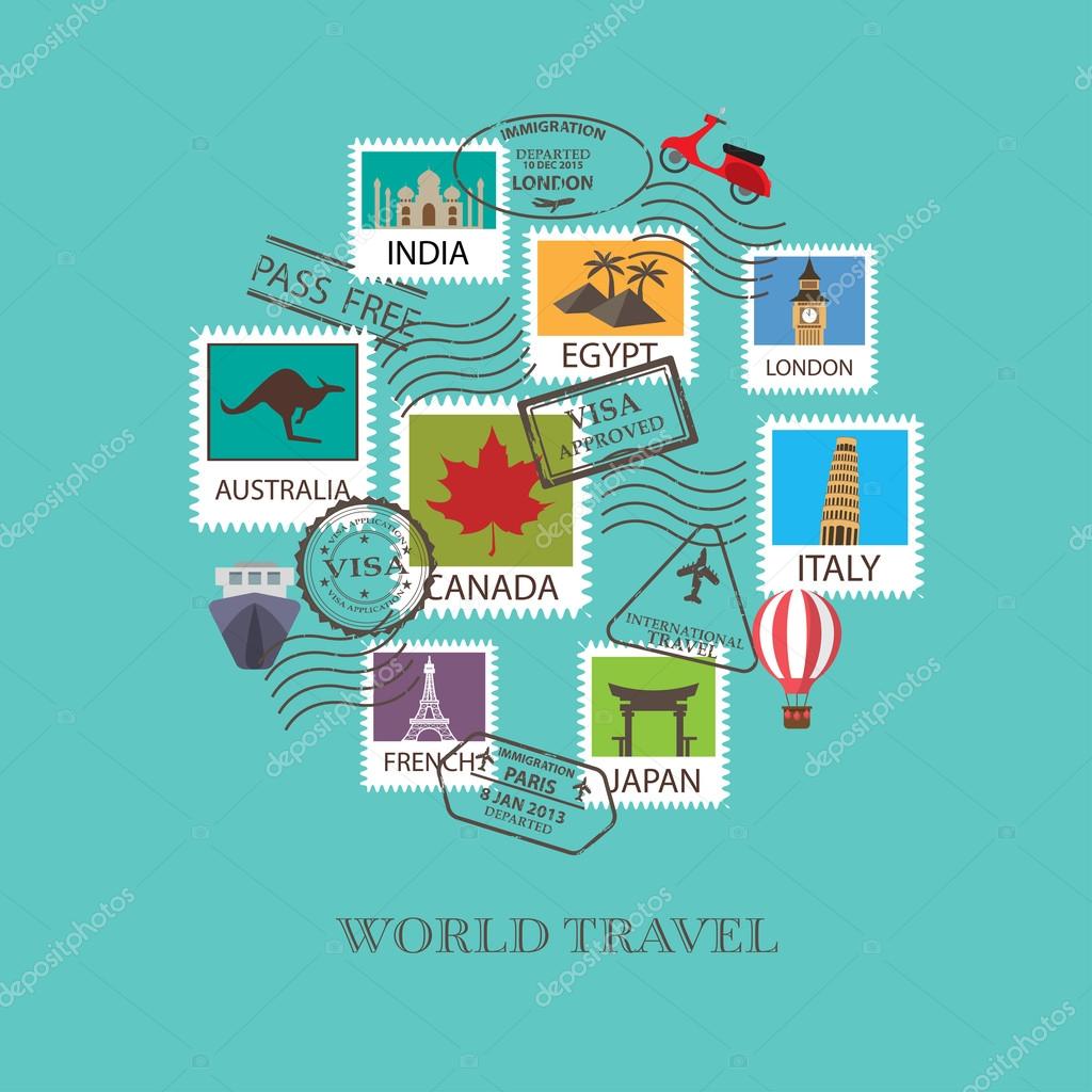 Travel around the world background. vector illustration