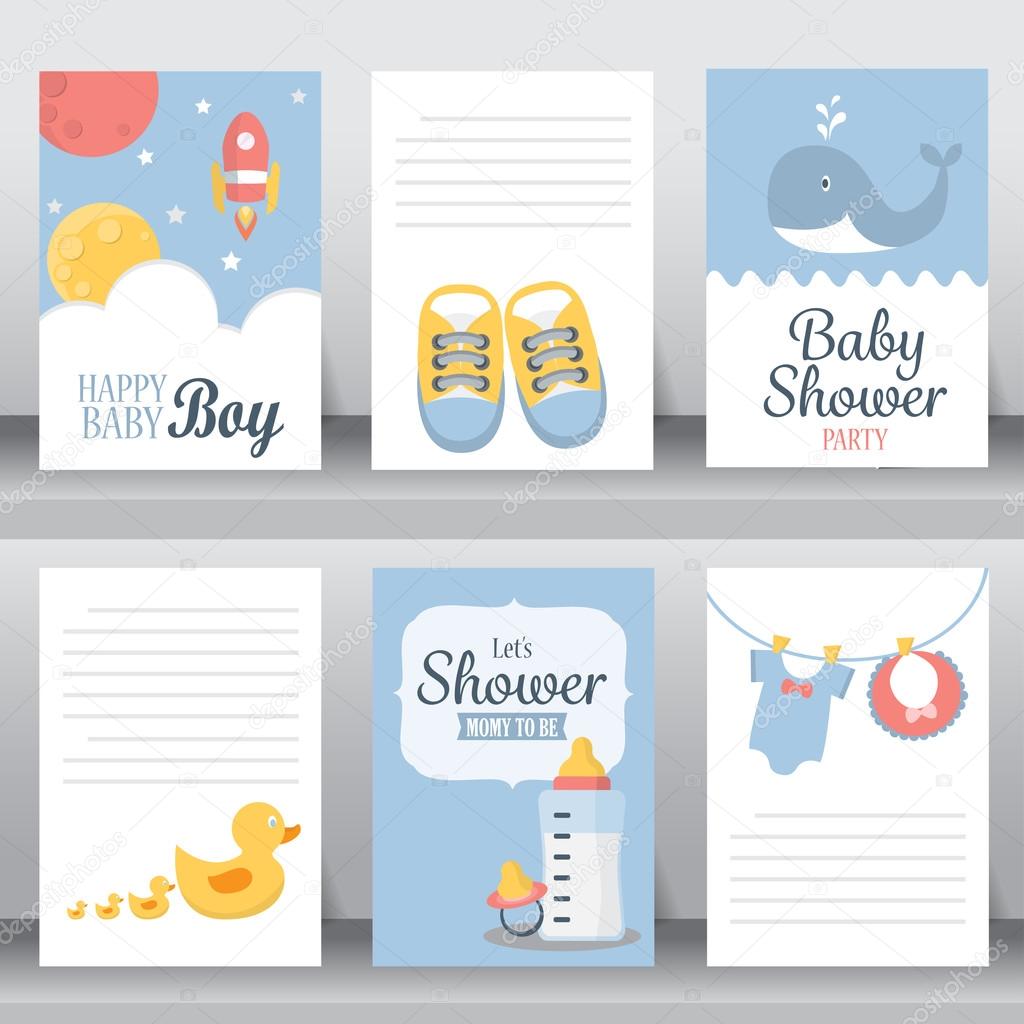 Baby shower invitation cards. layout template in A4 size. vector illustration