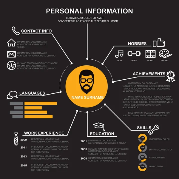 Życiorys (cv) szablon infografiki tło — Wektor stockowy