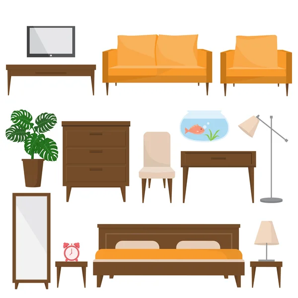 Sala de estar y muebles de oficina de estilo moderno — Vector de stock