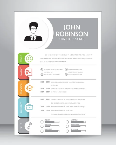 직업 이력서 또는 이력서 서식 파일 — 스톡 벡터