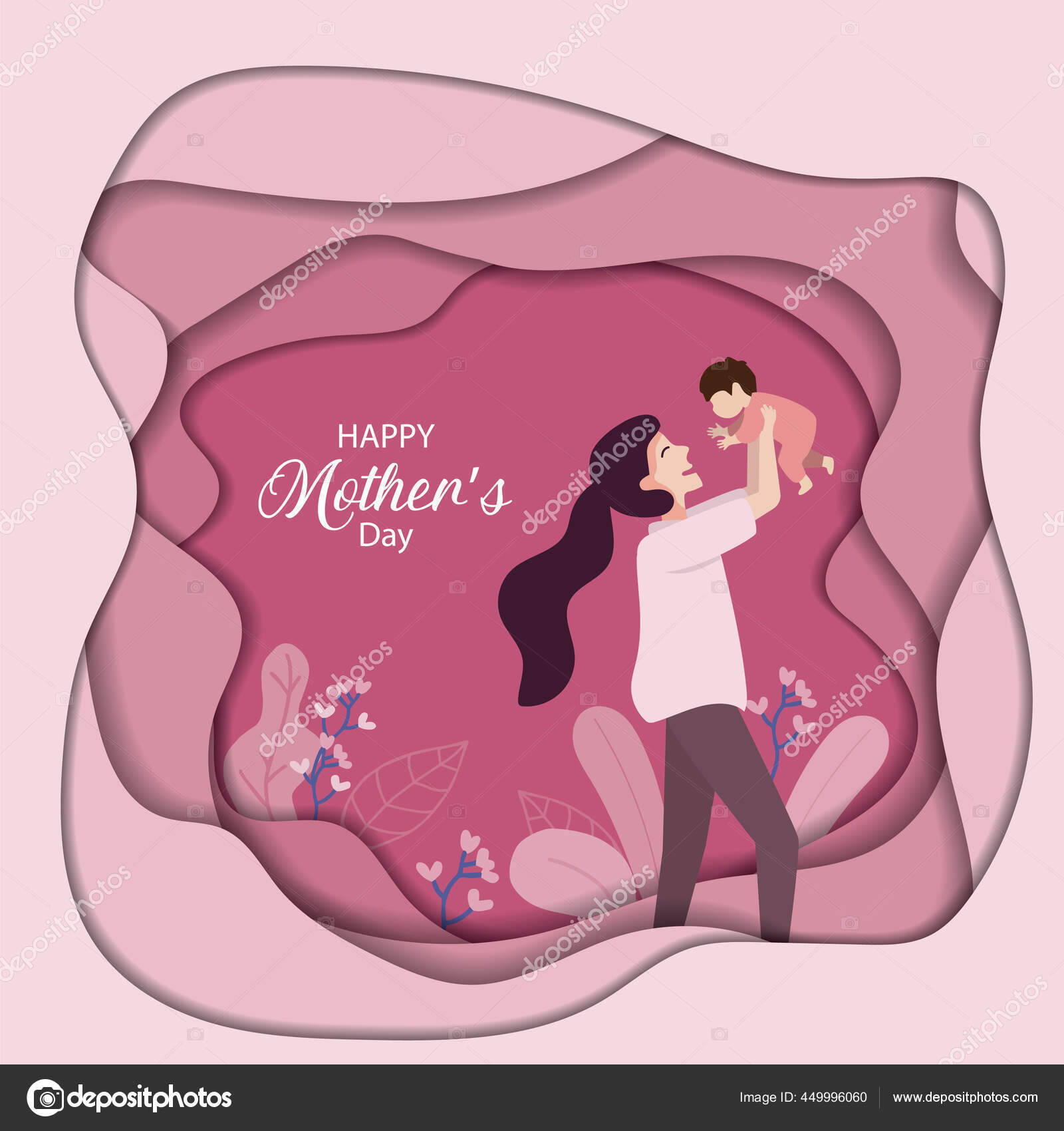 赤ちゃんとお母さんは愛と幸せな国際的な母の日のコンセプトで遊んでいる カード ポスター ウェブサイト パンフレットの背景に使用することができます ベクターイラスト ストックベクター C Wongwichainae Gmail Com