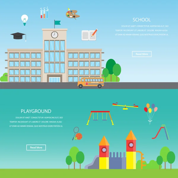 School en speeltuin banner — Stockvector