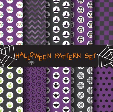 halloween patterns set clipart