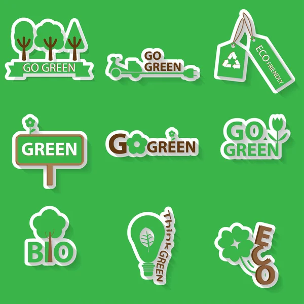 6 és a bio-zöld ikonok — Stock Vector