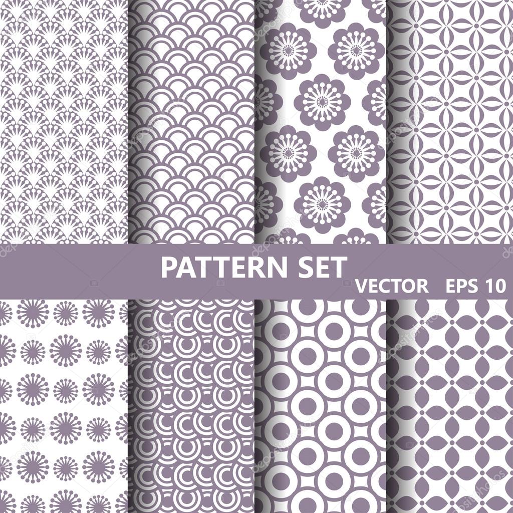 purple flowers nad curevs  pattern set