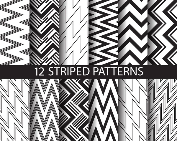 12 black and white  striped patterns — 스톡 벡터