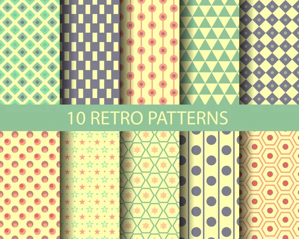 10 geometrical retro patterns — Stockvector