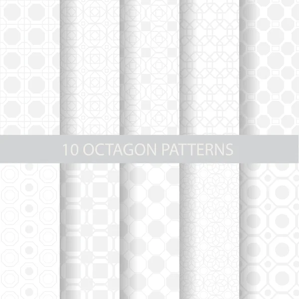 10 soft octagon patterns — Stock Vector